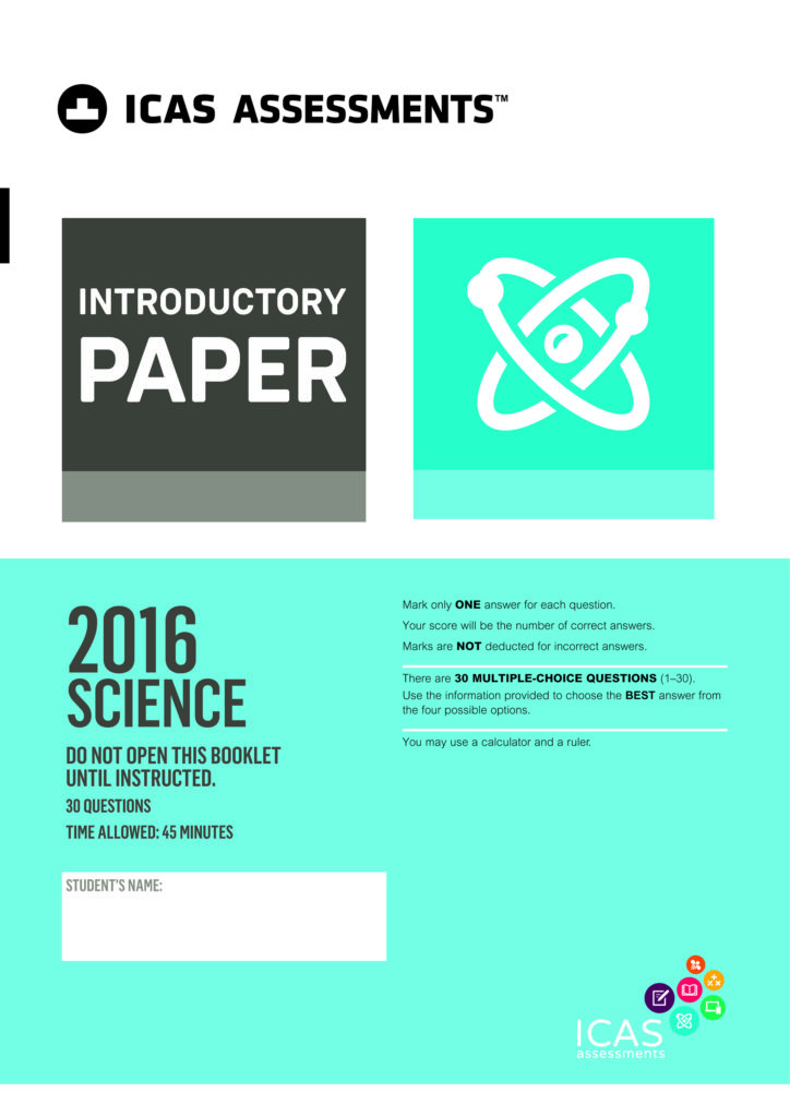 ICAS assessment science test cover
