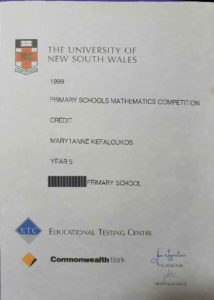 Mary Anne ICAS Certificate