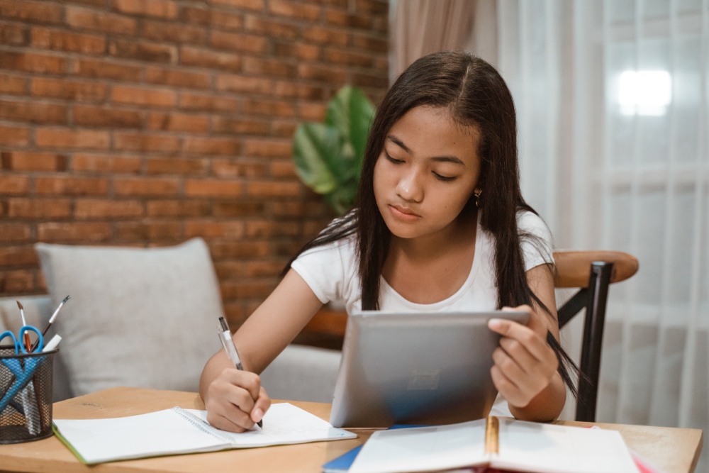 icas practice child studying for exam