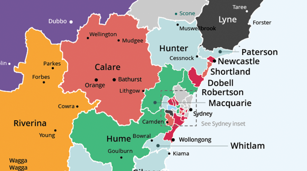 Number of target schools per NSW Federal electorate