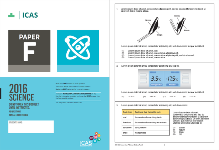 icas science past paper example