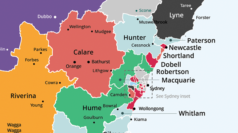 Map of NSW regions