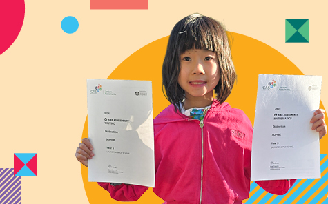 girl with icas certificates