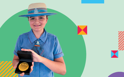 student registered to ICAS holding a medal