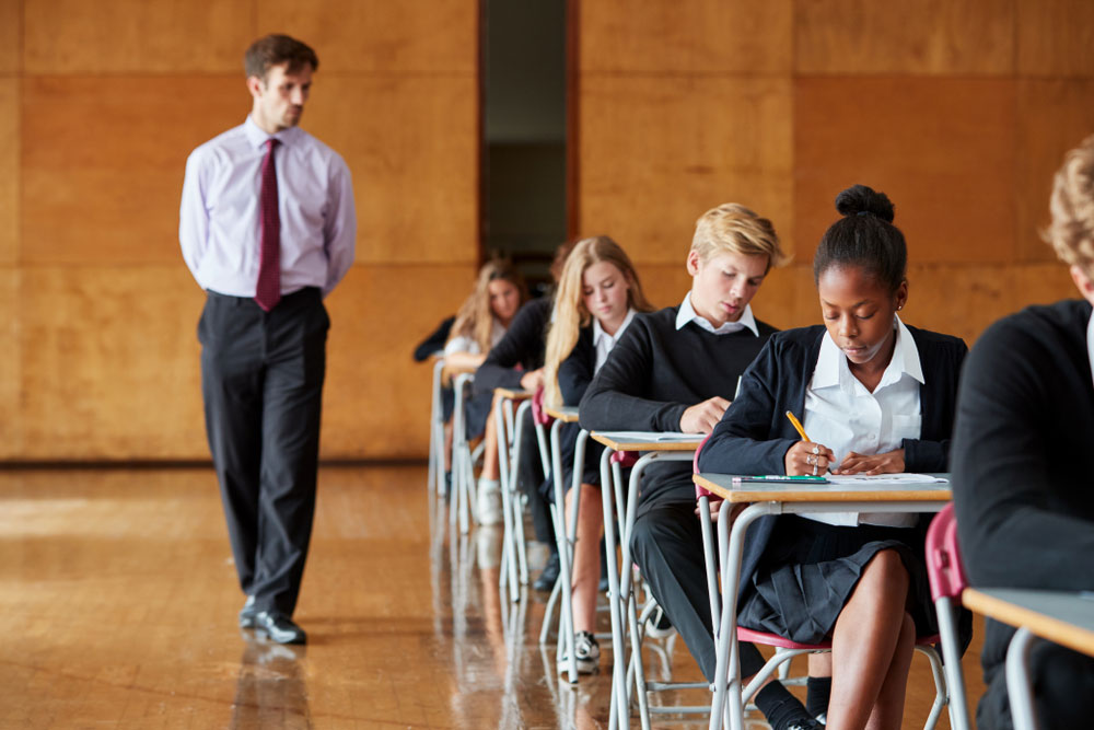 exam hall with students